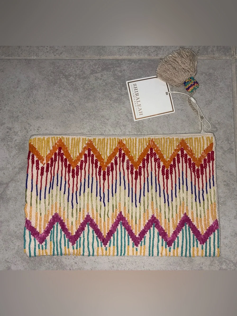 NWT Shiraleah Beaded Colorful Zip Pouch